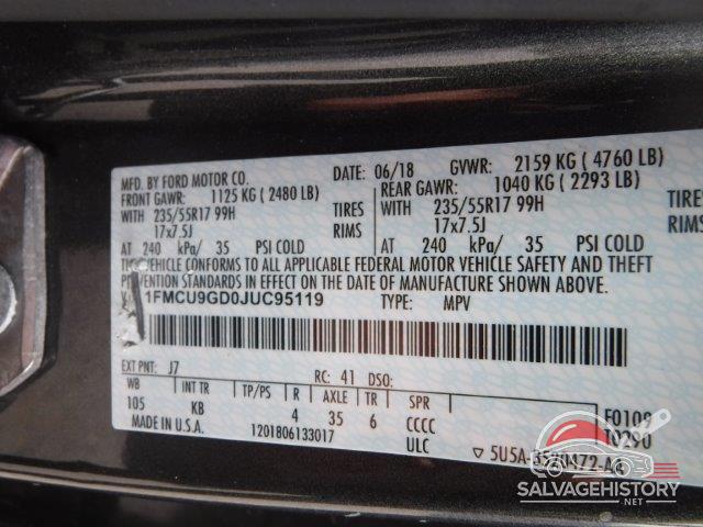 1FMCU9GD0JUC95119 2018 FORD ESCAPE photo no. 12