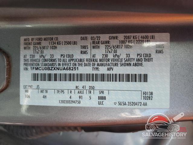 1FMCU0BZXNUA68251 2022 FORD ESCAPE photo no. 13