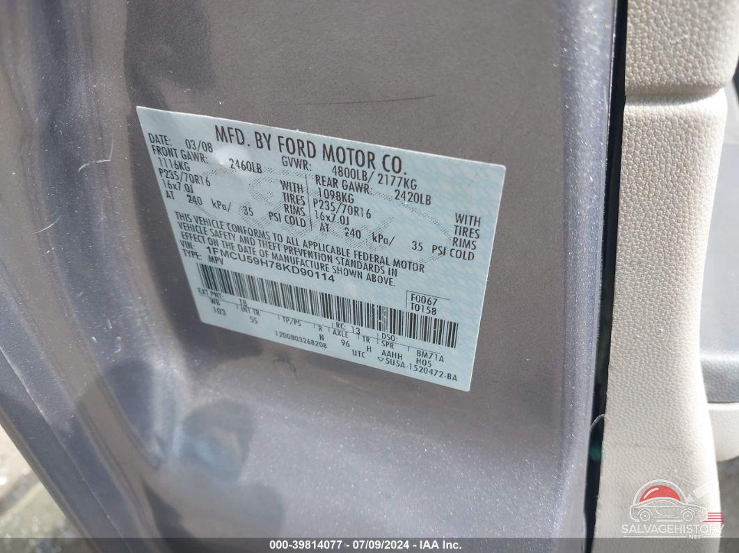 1FMCU59H78KD90114 2008 FORD ESCAPE HYBRID photo no. 9