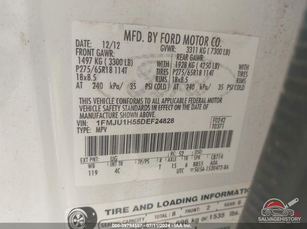 1FMJU1H55DEF24828 2013 FORD EXPEDITION photo no. 9