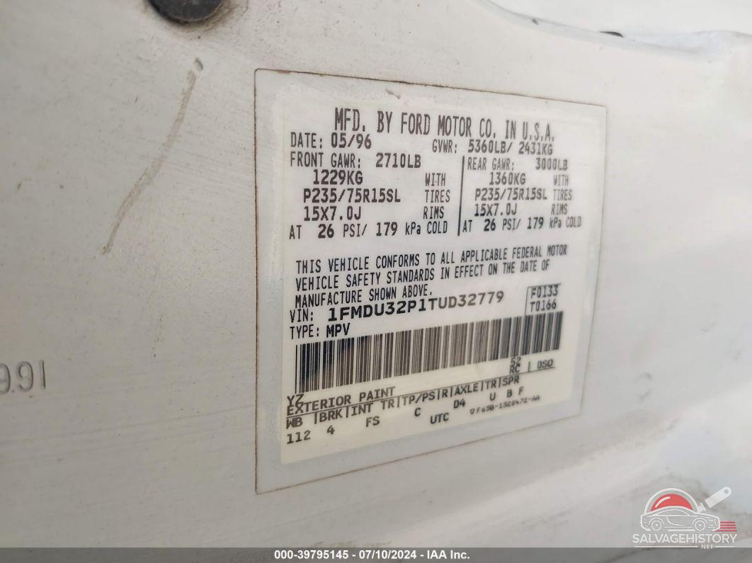 1FMDU32P1TUD32779 1996 FORD EXPLORER photo no. 9