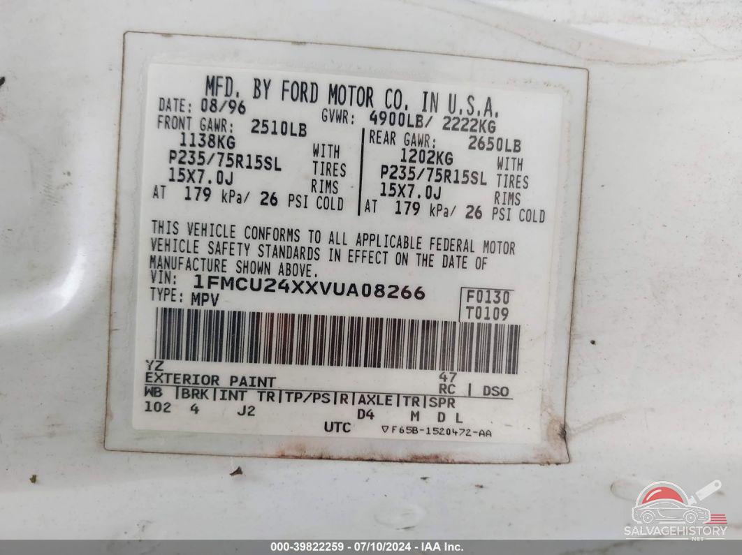 1FMCU24XXVUA08266 1997 FORD EXPLORER photo no. 9