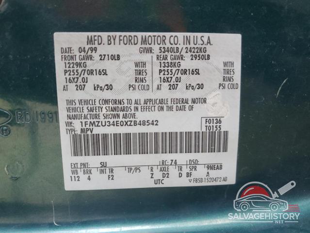 1FMZU34E0XZB48542 1999 FORD EXPLORER photo no. 13
