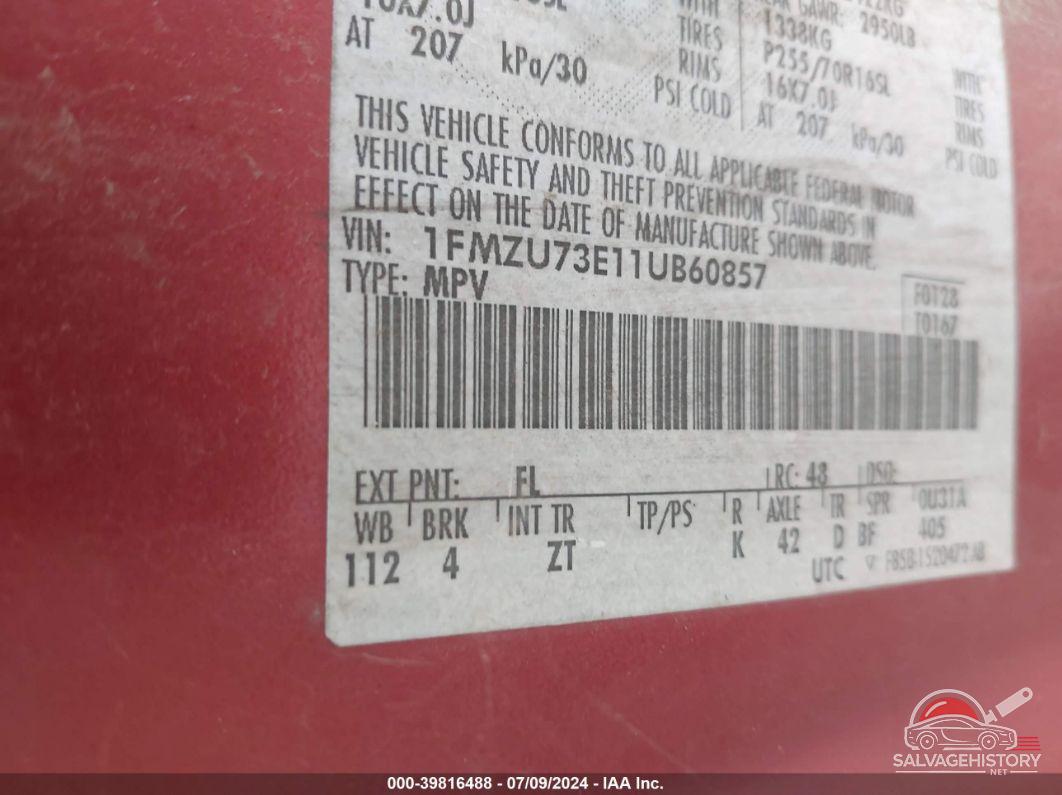 1FMZU73E11UB60857 2001 FORD EXPLORER photo no. 9