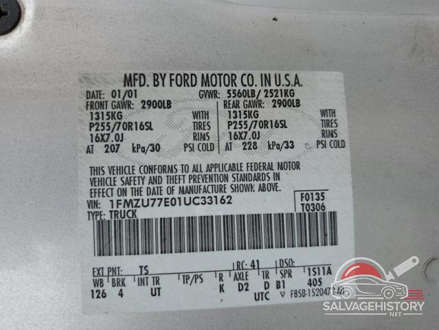 1FMZU77E01UC33162 2001 FORD EXPLORER photo no. 12