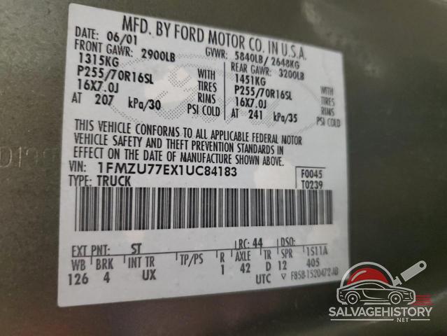 1FMZU77EX1UC84183 2001 FORD EXPLORER photo no. 12