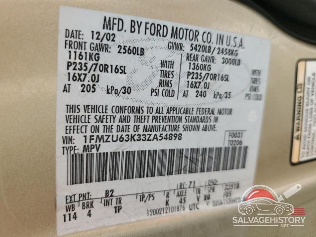 1FMZU63K33ZA54898 2003 FORD EXPLORER photo no. 12