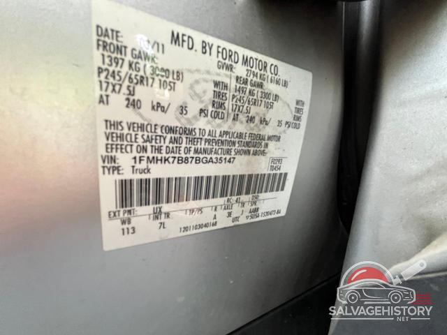 1FMHK7B87BGA35147 2011 FORD EXPLORER photo no. 10