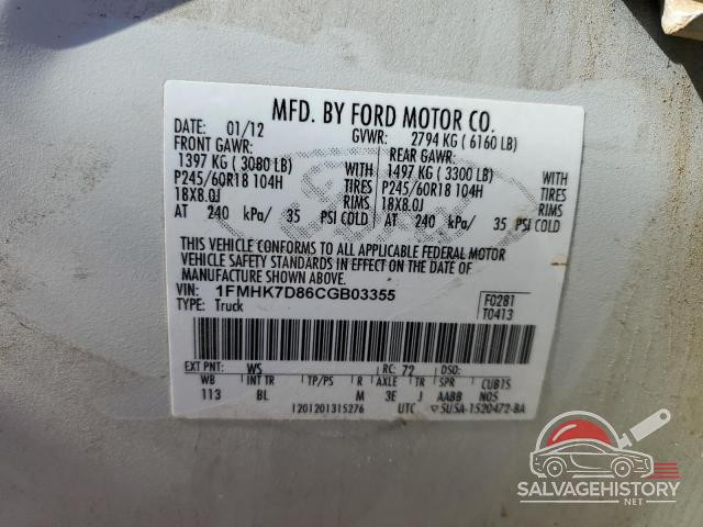 1FMHK7D86CGB03355 2012 FORD EXPLORER photo no. 13