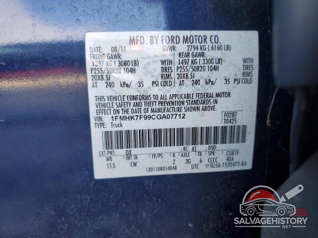 1FMHK7F99CGA07712 2012 FORD EXPLORER photo no. 13