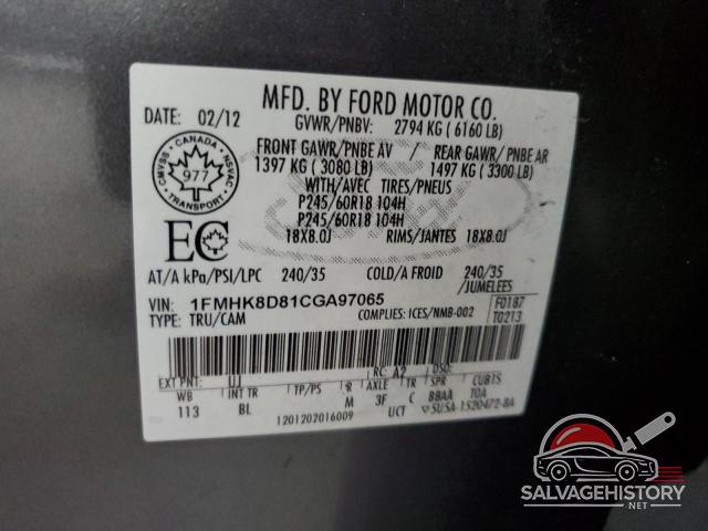 1FMHK8D81CGA97065 2012 FORD EXPLORER photo no. 13