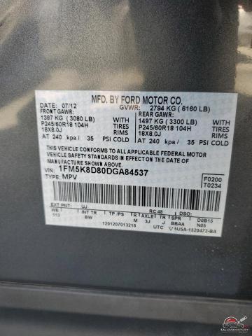 1FM5K8D80DGA84537 2013 FORD EXPLORER photo no. 12