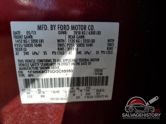1FM5K8GT0DGC85550 2013 FORD EXPLORER photo no. 13