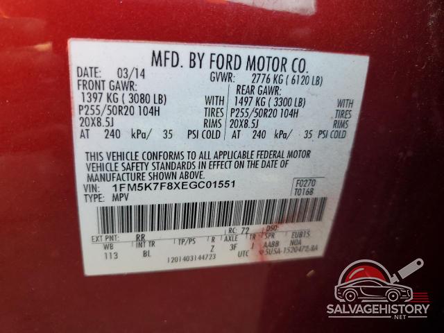 1FM5K7F8XEGC01551 2014 FORD EXPLORER photo no. 13