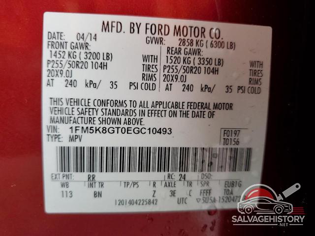 1FM5K8GT0EGC10493 2014 FORD EXPLORER photo no. 13