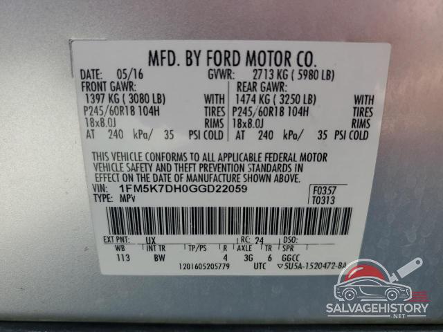 1FM5K7DH0GGD22059 2016 FORD EXPLORER photo no. 13