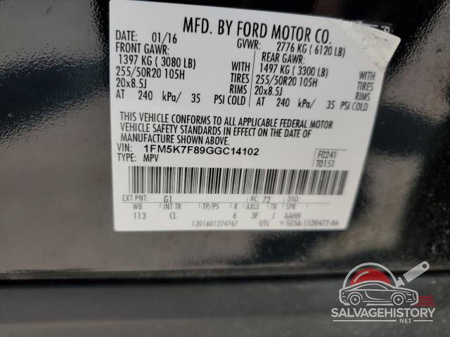 1FM5K7F89GGC14102 2016 FORD EXPLORER photo no. 13