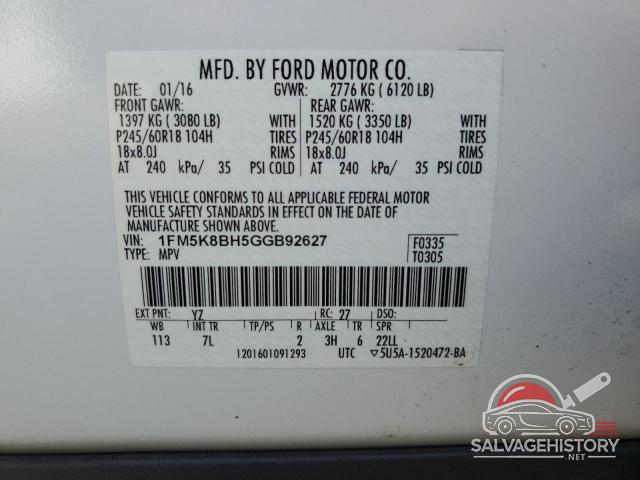 1FM5K8BH5GGB92627 2016 FORD EXPLORER photo no. 13