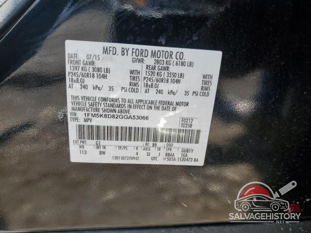 1FM5K8D82GGA53066 2016 FORD EXPLORER photo no. 13
