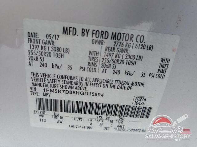1FM5K7D88HGD15894 2017 FORD EXPLORER photo no. 14
