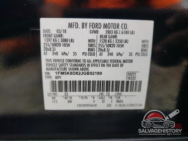 1FM5K8D82JGB02189 2018 FORD EXPLORER photo no. 13