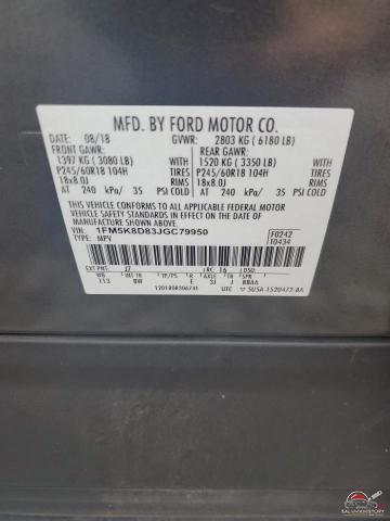 1FM5K8D83JGC79950 2018 FORD EXPLORER photo no. 13