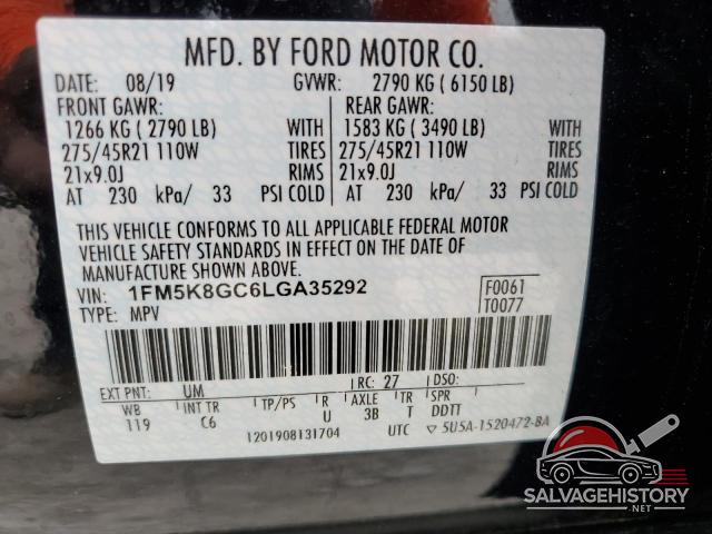 1FM5K8GC6LGA35292 2020 FORD EXPLORER photo no. 14