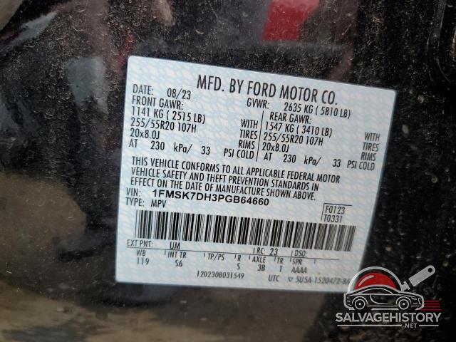 1FMSK7DH3PGB64660 2023 FORD EXPLORER photo no. 13