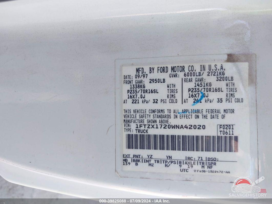 1FTZX1720WNA42020 1998 FORD F-150 photo no. 9