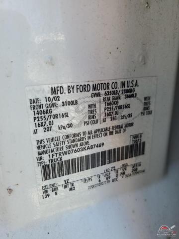 1FTRW07603KA87469 2003 FORD F-150 photo no. 12