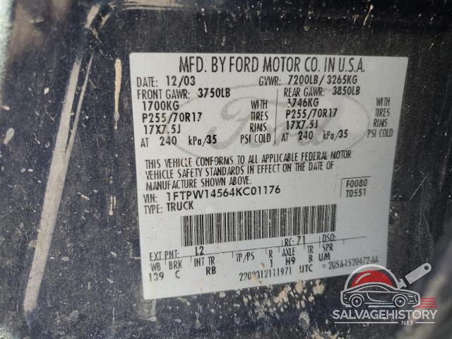 1FTPW14564KC01176 2004 FORD F-150 photo no. 12