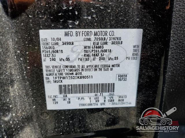1FTPW12525KB80511 2005 FORD F-150 photo no. 12