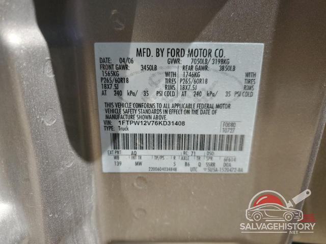 1FTPW12V76KD31408 2006 FORD F-150 photo no. 12