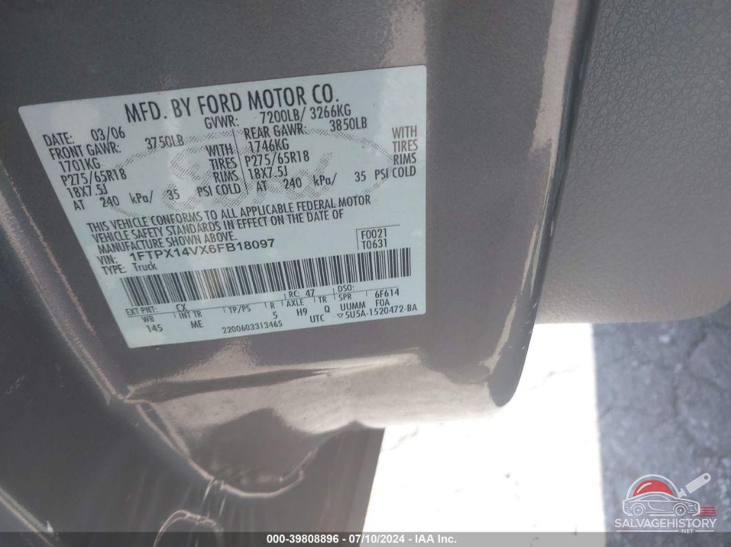 1FTPX14VX6FB18097 2006 FORD F-150 photo no. 9