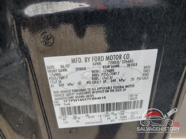 1FTPW145X7FB64615 2007 FORD F-150 photo no. 12