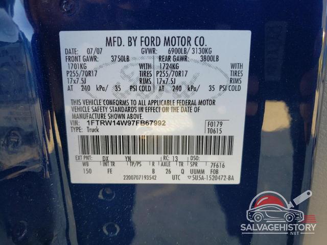 1FTRW14W97FB67992 2007 FORD F-150 photo no. 12
