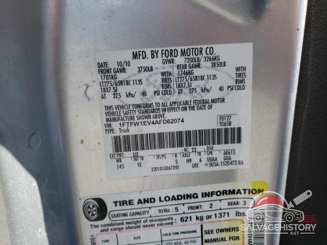 1FTFW1EV4AFD62074 2010 FORD F-150 photo no. 12