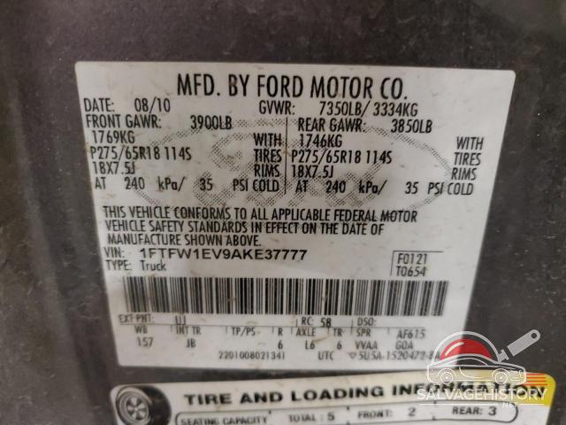 1FTFW1EV9AKE37777 2010 FORD F-150 photo no. 12