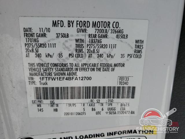 1FTFW1EF4BFA12700 2011 FORD F-150 photo no. 12