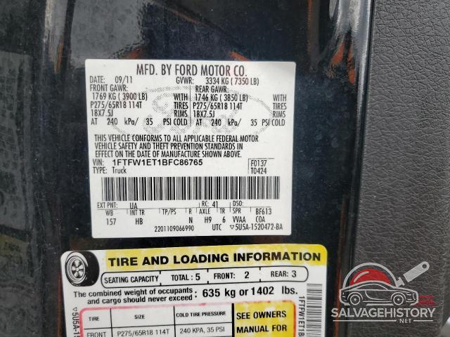 1FTFW1ET1BFC86765 2011 FORD F-150 photo no. 12