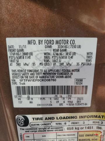 1FTFW1EF0CKD08760 2012 FORD F-150 photo no. 12