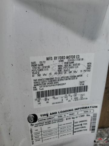 1FTFW1EF6CFB42267 2012 FORD F-150 photo no. 12