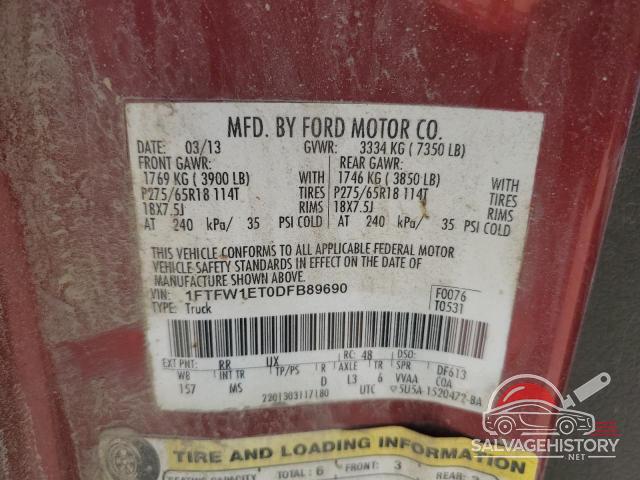 1FTFW1ET0DFB89690 2013 FORD F-150 photo no. 12
