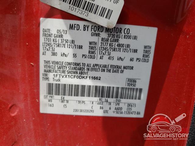 1FTVX1CF0DKF11662 2013 FORD F-150 photo no. 12