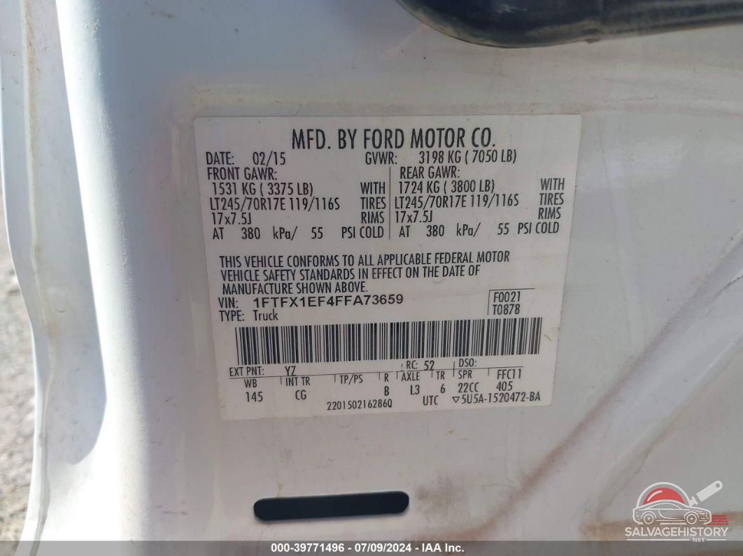 1FTFX1EF4FFA73659 2015 FORD F-150 photo no. 9