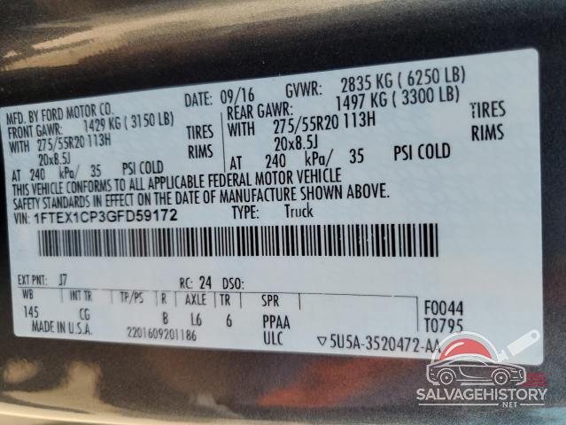 1FTEX1CP3GFD59172 2016 FORD F-150 photo no. 12