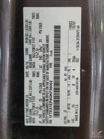 1FTEX1EP4GKF56002 2016 FORD F-150 photo no. 12