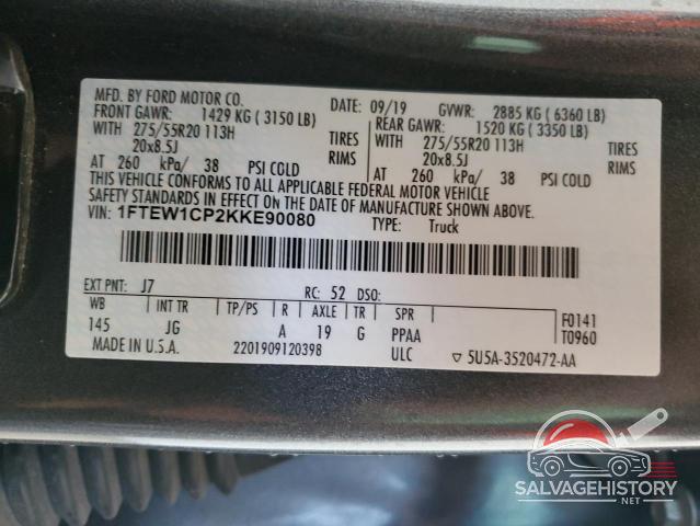 1FTEW1CP2KKE90080 2019 FORD F-150 photo no. 12