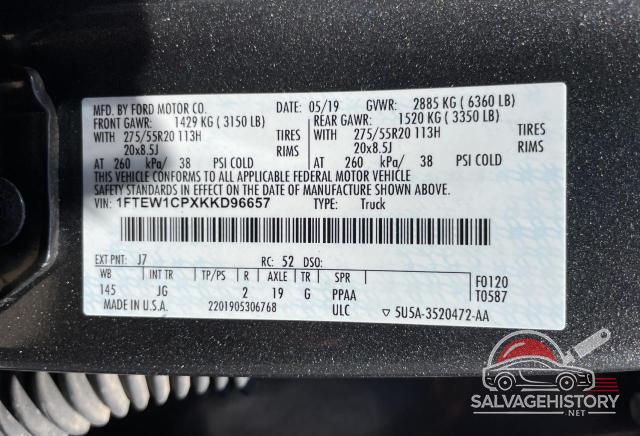 1FTEW1CPXKKD96657 2019 FORD F-150 photo no. 10
