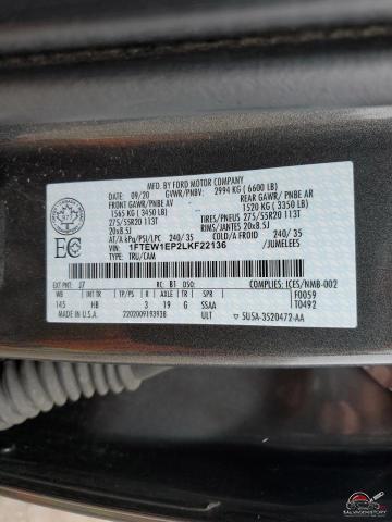 1FTEW1EP2LKF22136 2020 FORD F-150 photo no. 12